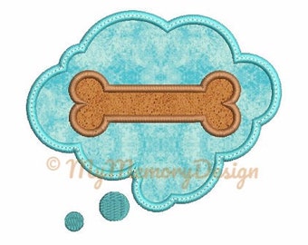 Bone Embroidery Design - Bone Applique Design - Cloud applique design - Animal embroidery - Machine embroidery - INSTANT DOWNLOAD-3 size