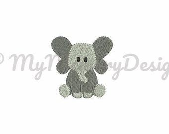 Baby elephant embroidery design - Mini Baby embroidery - Animal embroidery -  Machine Embroidery design - Instant download - 4 size