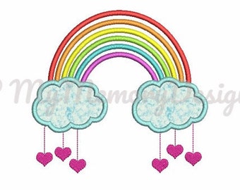 Rainbow embroidery design - Rainbow applique design - Cloud embroidery - Baby embroidery - Machine embroidery file - Instant Download 3 size