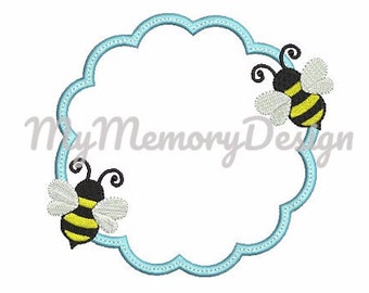 Bee Frame Embroidery Design - Monogram Frame Embroidery Design for Machine Embroidery - Baby embroidery - Instant download 4x4 5x7 6x10