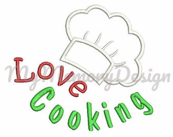 Kitchen embroidery design, Chef hat embroidery design, Baking embroidery, INSTANT DOWNLOAD, Machine embroidery design - 3 size