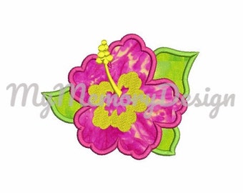 Summer Flower Applique - Girl summer Applique - Hawaii flower embroidery - Hibiscus applique - Machine embroidery - INSTANT DOWNLOAD -3 SIZE