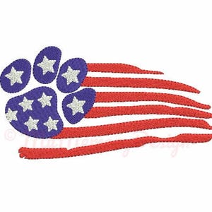 Dog paw embroidery design,  USA Flag embroidery design, Patriotic embroidery pattern,  Machine embroidery design, INSTANT DOWNLOAD, 3 sizes