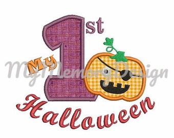1st halloween embroidery, My first halloween embroidery design - Halloween applique design - Pumpkin applique - Baby boy embroidery