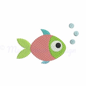Cute Little Fish Embroidery Design, Animal embroidery design, Embroidery for boys,  Fishing Machine embroidery design, DIGITAL FILE, 6 sizes