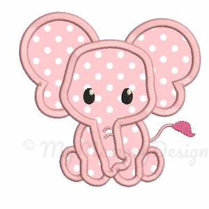 Elephant Applique Design - Newborn embroidery - Baby girl applique - Machine embroidery digital file - pes hus jef vip vp3 xxx dst exp