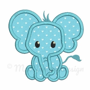 Elephant Applique Design - Baby embroidery - Newborn design - Machine embroidery digital file - pes hus jef vip vp3 xxx dst exp - 3 sizes