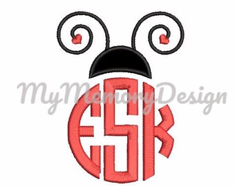 Ladybug embroidery design  - Lady bird monogram applique - Kindergarten embroidery design - Machine embroidery design - Instant download