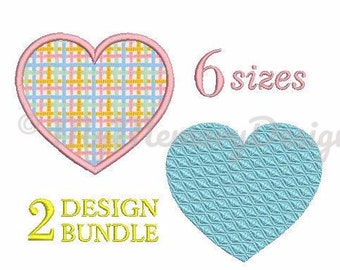 Heart Applique Design - Heart Embroidery Design - Machine Embroidery - Valentine's Day Embroidery - Heart fill stitch embroidery - 6 Size