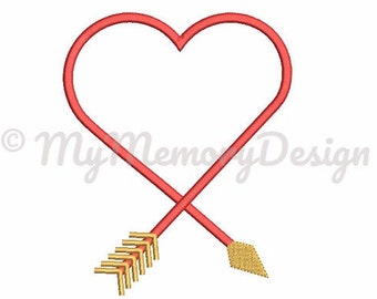 Arrow Heart Frame Embroidery Design - Valentine's Day Embroidery design - Machine embroidery INSTANT DOWNLOAD file - 3 SIZE