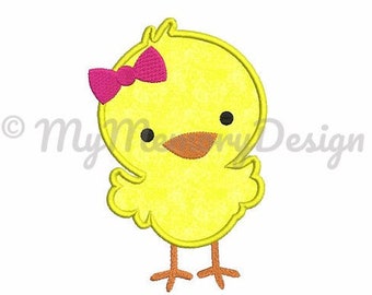 Chicken Embroidery - Chick Applique - Girl embroidery design - Easter embroidery, Machine embroidery design- Instant download , 4x4 5x7 6x10