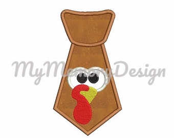 Thanksgiving embroidery design - Turkey applique design - Tie applique design - Machine embroidery design - Instant download - 3 size