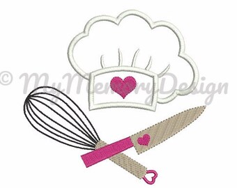 Girl Cook embroidery 4x4 5x7 6x10 embroidery design - Cook hat applique -Girl embroidery - Instant download  pes hus jef vip vp3 xxx dst exp