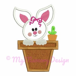 Easter bunny embroidery design - Easter Applique - Girl bunny embroidery - Machine embroidery design - INSTANT DOWNLOAD - 4x4 5x7 6x10
