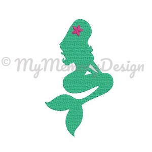 Mermaid embroidery design - Fill stitch mini mermaid embroidery design  - Nautical design - Girl embroidery pattern INSTANT DOWNLOAD 6 sizes