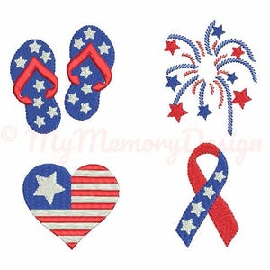 Patriotic embroidery design -  4th of july embroidery pattern - Set of 4 mini embroidery design - Machine embroidery - Instant download