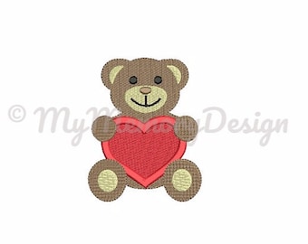 Bear Embroidery Design - Valentine embroidery design - Baby embroidery - Heart embroidery - Machine embroidery INSTANT DOWNLOAD - 5 SIZE