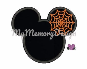 Halloween  embroidery design - Mouse head applique design - Spider web embroidery - INSTANT DOWNLOAD -4X4 5X7 6X10