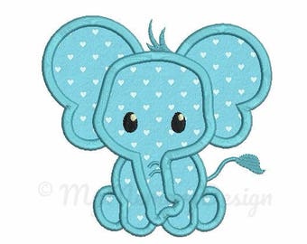 Elephant Applique Design - Baby embroidery - Newborn design - Machine embroidery digital file - pes hus jef vip vp3 xxx dst exp - 3 sizes