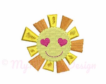 Sun embroidery design - Mini filled stitch machine embroidery file - Digital embroidery pattern - Summer design - INSTANT DOWNLOAD - 5 size