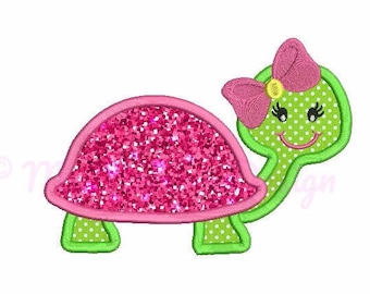 Turtle embroidery design - Girl applique - Turtle applique - Sea animal - Sea life machine embroidery design - 3 sizes - INSTANT DOWNLOAD