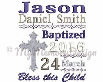 Babtism Announcement Embroidery Design - Birth announcement embroidery - Baby embroidery design - Machine embroidery