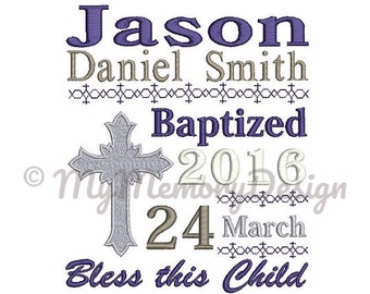 Babtism Announcement Embroidery Design - Birth announcement embroidery - Baby embroidery design - Machine embroidery