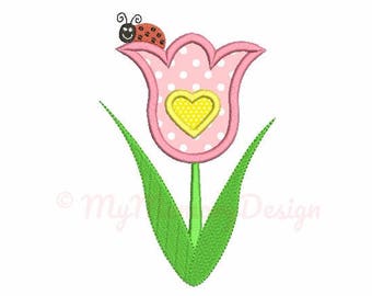 Flower embroidery design, Girl embroidery design, Ludybug embroidery pattern, Summer embroidery, Spring Machine embroidery, Instant download