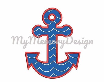 Anchor Applique Design - Machine Embroidery - Nautical Anchor embroidery - Sea embroidery - 3 size