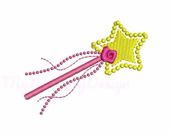 Princess embroidery design - Magic wand - Machine embroidery - Digital File - Instant download - pes hus jef vip vp3 xxx dst exp - 7 sizes