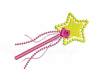 Princess embroidery design - Magic wand - Machine embroidery - Digital File - Instant download - pes hus jef vip vp3 xxx dst exp - 7 sizes