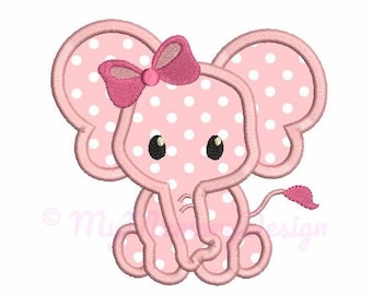 Elephant applique design - Elephant embroidery - Baby embroidery - Machine embroidery file - pes hus jef vip vp3 xxx dst exp - 3 sizes