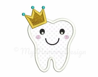 Tooth embroidery design - Tooth applique - Prince design - Machine embroidery Instant download pes hus jef vip vp3 xxx dst exp 4x4 5x7 6x10