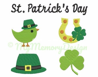 Set of 5 - St. Patrick's Day Embroidery Design - Mini filled stitch embroidery - Clover embroidery - Machine embroidery - INSTANT DOWNLOAD