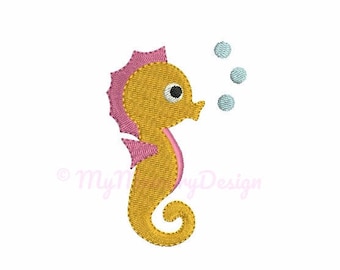 Seahorse embroidery - Mini embroidery design - Summer design -  Machine embroidery digital file - pes hus jef vip vp3 xxx dst exp - 5 sizes