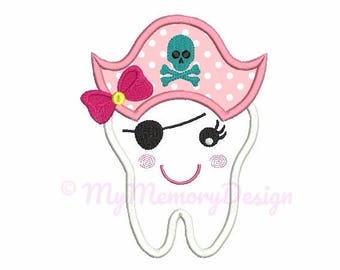 Tooth applique design - Tooth embroidery design - Pirate embroidery - Machine embroidery INSTANT DOWNLOAD pes hus jef vip vp3 xxx dst exp