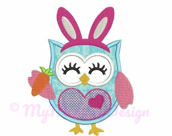 Owl embroidery design - Easter bunny embroidery - Owl applique - Machine embroidery digital file - INSTANT DOWNLOAD - 4x4 5x67 6x10 size