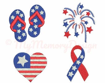 Patriotic embroidery design -  4th of july embroidery pattern - Set of 4 mini embroidery design - Machine embroidery - Instant download