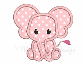 Elephant Applique Design - Newborn embroidery - Baby girl applique - Machine embroidery digital file - pes hus jef vip vp3 xxx dst exp