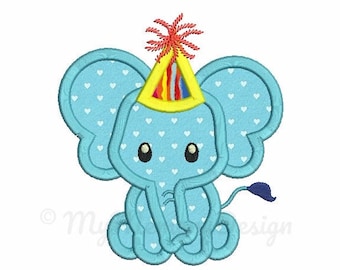 Elephant embroidery - Elephant Applique Birthday Embroidery Design Machine embroidery file  pes hus jef vip vp3 xxx dst exp INSTANT DOWNLOAD