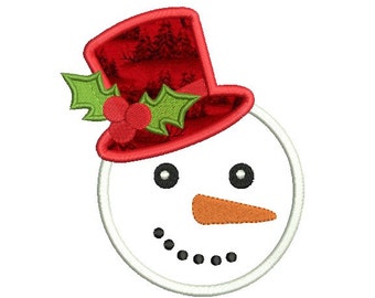 Boy Snowman Embroidery Design - Snowman applique design - Christmas embroidery pattern - Machine embroidery file - Instant download - 3 size