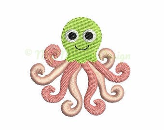 Octopus embroidery design - Beach design - Machine embroidery digital file - pes hus jef vip vp3 xxx dst exp - 5 sizes