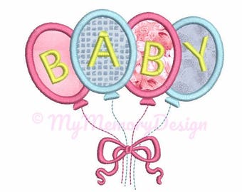 Baby embroidery - Balloon embroidery - Birthday Embroidery Design - Baby shower embroidery, Machine embroidery design , Ballon applique