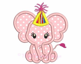 Baby elephant machine embroidery design, Cute birthday elephant embroidery pattern, Elephant APPLIQUE design , INSTANT DOWNLOAD, 3 sizes