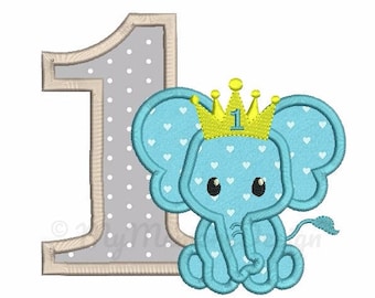 Elephant Embroidery Design - Elephant applique - Birthday applique - Machine embroidery file - pes hus jef vip vp3 xxx dst exp - 3 sizes