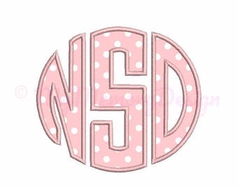 Circle Monogram Applique Font - Machine Embroidery Font Design - INSTANT DOWNLOAD 3" 4" 5" sizes pes hus jef vip vp3 xxx dst exp