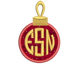 Embroidery Font Christmas Monogram Frame Embroidery Design - Christmas ball applique - Circle monogram frame - Machine embroidery - 3 size