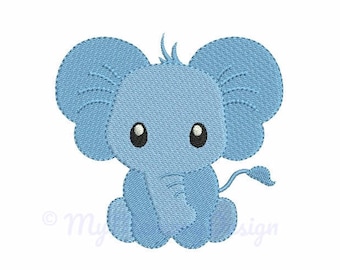 Mini Elephant Machine Embroidery Design - Baby Boy Fill Stitch Embroidery - INSTANT DOWNLOAD - pes hus jef vip vp3 xxx dst exp - 6 sizes