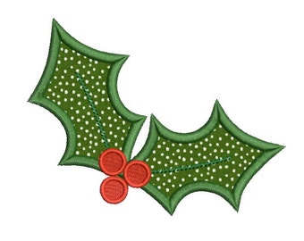 Christmas embroidery design - Holly berry applique design - Winter embroidery - Machine embroidery digital file - 4x4 5x7 6x10