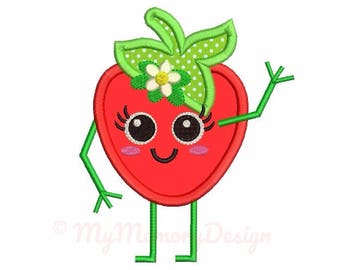 Strawberry embroidery design - Strawberry applique - Summer design - Machine embroidery file - pes hus jef vip vp3 xxx dst exp 3 sizes